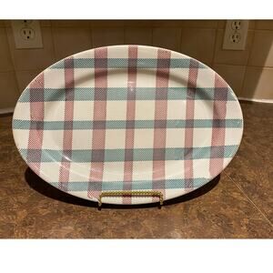 Vintage Tepco plaid platter, Highlander plaid, red/green, Restaurant Hotelware